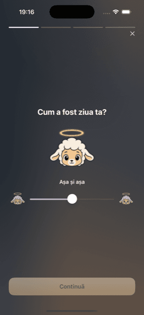 Pasul de dispoziție din ritual: slider cu fața Mielului